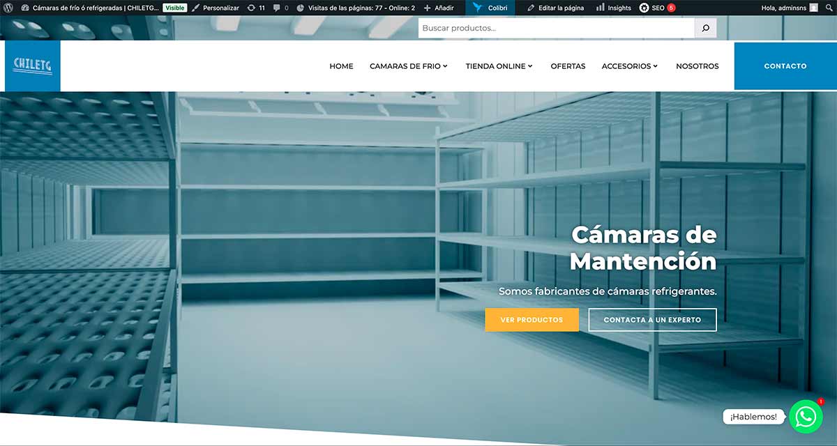 cámara de frio 2x2 en venta